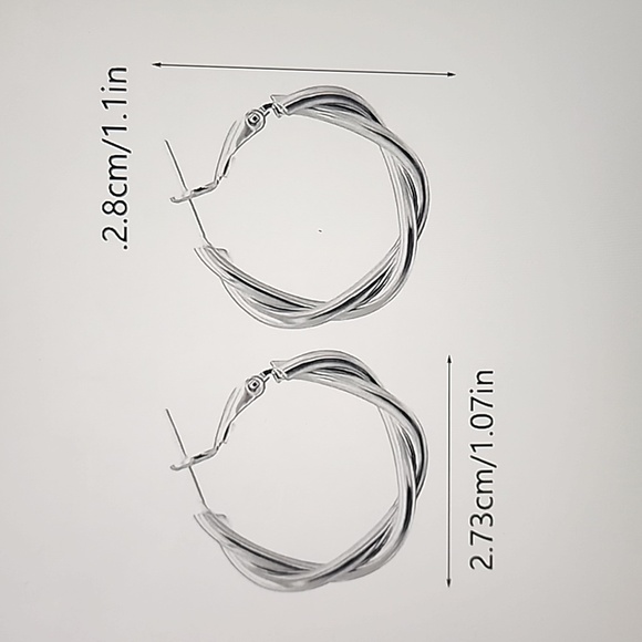 Silver Twisted Circle Earrings - Picture 4 of 5